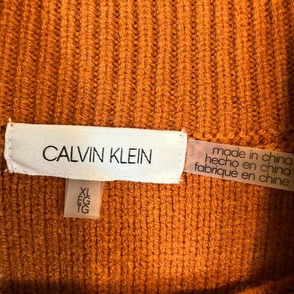 Calvin Klein Womens Sweater Rust Orange Chain Link Mock Neck Long Sleeve XL - Picture 4 of 12